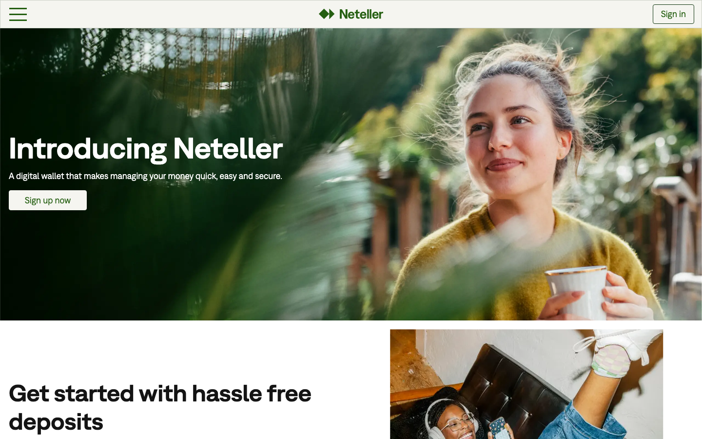 Screenshot of neteller.com official homepage