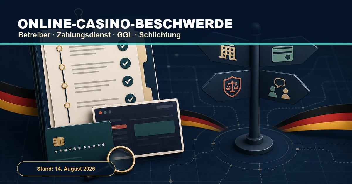 Beschwerde gegen ein Online-Casino in Deutschland: Zuständigkeit und Ablauf (2026)