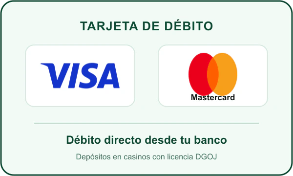 Tarjetas de débito Visa y Mastercard para casinos en España