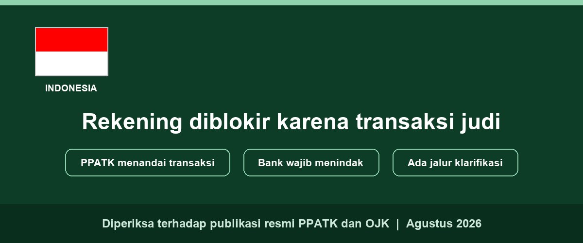 Rekening diblokir karena transaksi judi