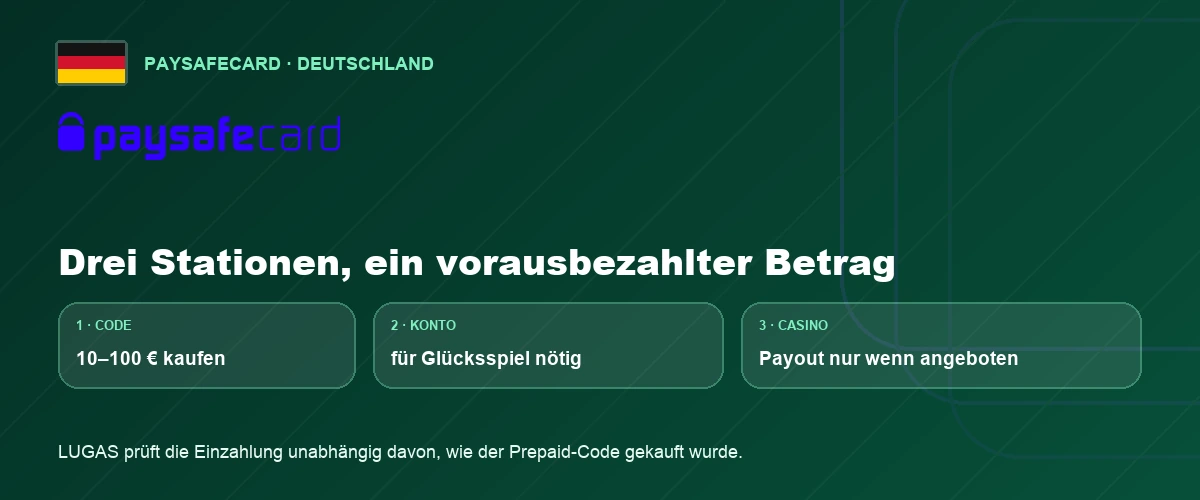 Paysafecard-Guthaben zwischen Prepaid-Code, Spielerkonto und Auszahlung